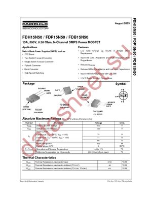 FDP15N50 datasheet  